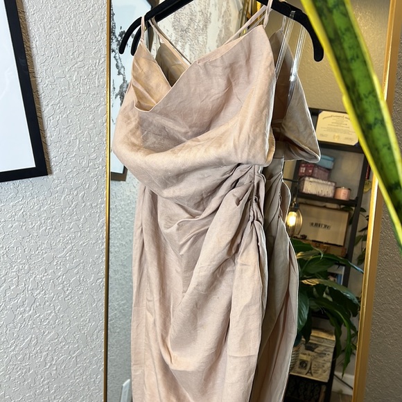 House of CB 'Soluna' Sand Thigh Split Draped Maxi Dress NWOT - Picture 9 of 12